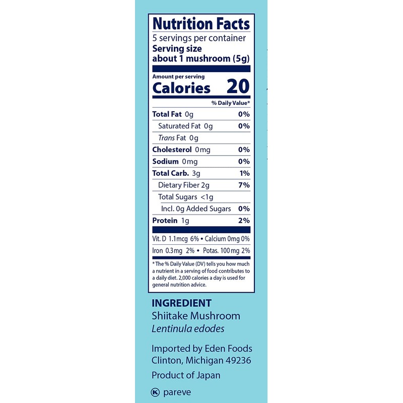 Eden Shiitake Mushrooms, 0.88 oz, Whole Dried