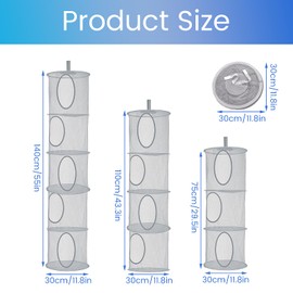 3Pcs Hanging Mesh Storage Basket, Hanging Teddy Net Soft Toy Storage Organiser Foldable Teddy Net for Cuddly Toys Clothes Sundries (Grau)