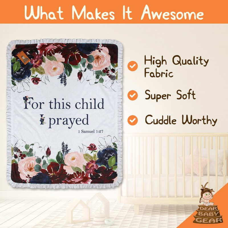 Dear Baby Gear for This Child I Prayed Floral Minky