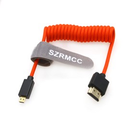 SZRMCC 8K 2.1 Micro HDMI to HDMI High Speed Coiled Braided Cable for Go-Pro Hero 3/4 Canon EOS M5 Sony A6000 A7III RX10 Nikon B500 Z6 Raspberry Pi 4 Atomos Ninja 2 Monitor