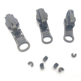 Zipper Repair Kit - #5 YKK Antique Brass Reversible Jacket Sliders with Bottom Stops Included - Choose Your Quantity - Made in The United States (20)