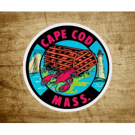 Cape Cod Massachusetts Crabbing Vintage Travel Sticker Decal 3" x 3"