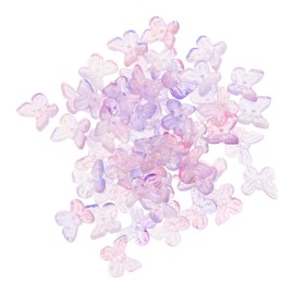 ARTIBETTER 50 Pcs Glass Crystal Butterfly Animal Spacers Charms Pendant Loose Lampwork Beads for Jewelry Making DIY Crafts Accessories 11mm Pink Purple