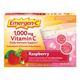 Emergen-C Vitamina C 1000 mg Sabor Frambuesa | 30 Sobres | Refuerzo Inmunológico Diario con Antioxidantes y Electrolitos