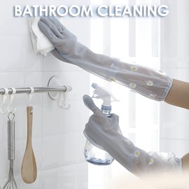 3 Pairs Dishwashing Cleaning Gloves,Reusable Rubber Gloves Non-Slip Laundry Kitchen Gardening Waterproof Household Gloves