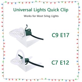 Newisland Pack of 200 Christmas Light Clips Sit-to-Stand Gutter Shingle Tabs Christmas Light Hooks, Work with C7, C9 for Holiday String Light Outdoor, Roof, Rooftop, Roofline