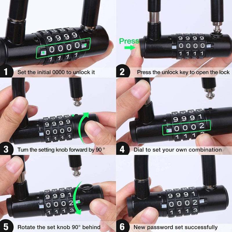 4-Digit Password Padlock - Bicycle & Chain Lock, Anti-Shear Cabinet