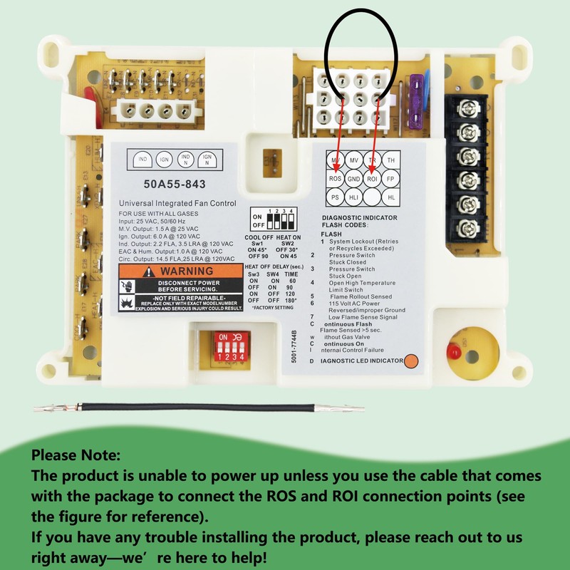 50A55-843 Furnace Control Board, Fit for White Rodgers 50A55-843 Board,