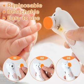 haakaa Electric Nail Trimmer Replacement Pads Baby Nail Trimmer Heads for Standard Baby Nail File, Suitable for 12+Months, Orange