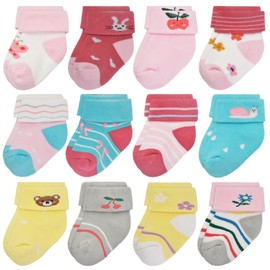 GENTABY Newborn Baby Girls Socks Infant Toddler Thermal Animal Socks Winter Warm Socks 12 Pairs 1-3 Years