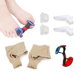 Tadipri Hallux Valgus Toe Separator Set, 1 Pair of Hallux Valgus Socks, Bunion Corrector, 1 Piece Big Toe Strap and 2 Pieces Toe Separators for Men and Women