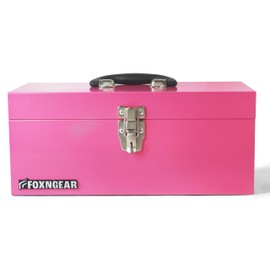 16" Portable Steel Heavy-duty Tool Box 18-Gauge with Metal Latch and Handle Pink