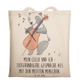 Mr. & Mrs. Panda Violoncello Conversations Carry Bag - Gift, My Cello and I, Jute Bag, Classical Music, Musical Accents, Friend, Cloth Bag, Jute Bag, String Instrument, Sheet Music, White, Hand Drawn