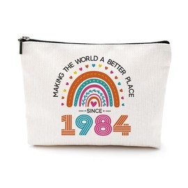 VICBOU 40th Birthday Gifts Women, Inspirational Birthday Gifts for 40 Year Old Woman Funny Rainbow Makeup Bag Mothers Day Christmas 40th Anniversary Cosmetic Bag for Female Her Wife Mama Friends Aunt