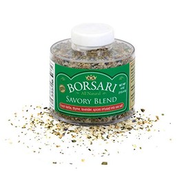 Borsari Savory Seasoned Salt Blend - Gourmet Sea Salt With Fresh Herbs and Spices - Gluten Free All Natural Keto Friendly All Purpose Seasoning With Thyme and Lavender - 4 oz Shaker Bottle