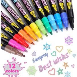 Marcadores Doodle Dazzle Plumas de contorno de doble línea, 12 colores auto contorno metálico