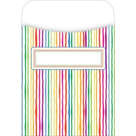 Barker Creek Peel & Stick Library Pockets, Stripes, Great for Holding Library, Index, and Flash Cards, Hall Passes, Recipes, and More! 3-1/2 x 5-1/8, 30 per Pkg (1209)