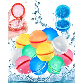 SOPPYCID Reusable Water Balloons, Pool Toys Beach Toys, Summer Water Toys, Refillable Water Bomb Splash Balls with Quick Fill &Self Sealing for Outdoor Activities, Water Games (12PCS)