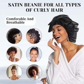 Tyqour Extra Large Shower Cap Reusable Silk Bonnet with Tie Double Layer Satin Lined Shower Cap Hair Cap Hair Wrap Hair Cover for Women Men Thick Long Hair Braids