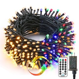 Brizled Christmas Tree Lights, 115ft 300 LED Color Changing Christmas Lights with Remote, 11 Modes Warm White & Multicolor Christmas String Lights Connectable 24V Xmas Lights Green Wire for Xmas Home
