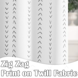 jinchan Grey and White Boho Shower Curtain Herringbone Zig Zag Fabric Shower Curtains for Bathroom Bohemian Farmhouse Modern Arrow Geometric Shower Curtain Set with Hooks Waterproof 70x72 inches