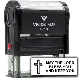 Vivid Stamp May the Lord bless you and keep you Self Inking Rubber Stamp - Medium 9/16" x 1-1/2", Black
