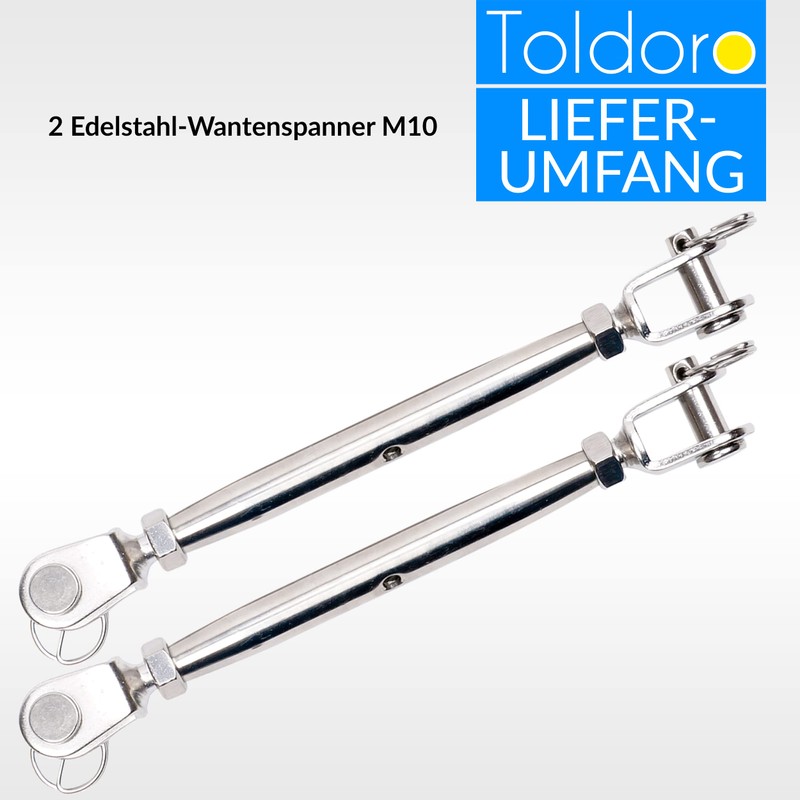 Toldoro Pack of 2 M10 Turnbuckles Stainless Steel V4A /