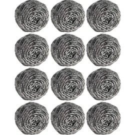 12Pcs Steel Wool Scrubber Pads for Cleaning Dishes, Pans, Pots, Ovens, Grills, Sinks - Stainless Steel Scrubbers for Kitchen, 12 Pack