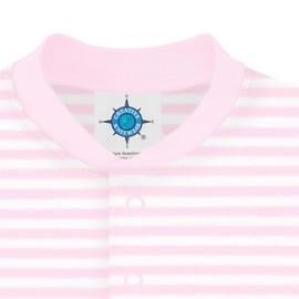 Creative Knitwear College Baby Striped Footed Romper - BYU Cougars Logo - Pink/White - 3-6 Months