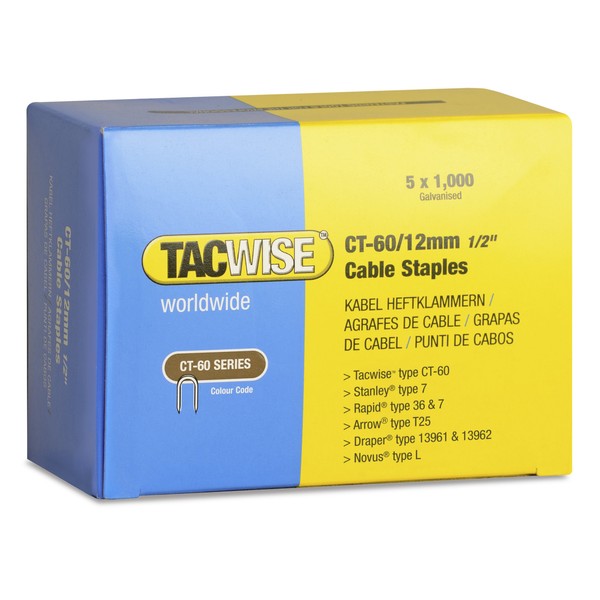 Tacwise CT-60/12mm Cable Tacker Staples for Cable Tacker (Box 5000)