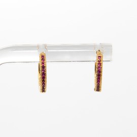 INFINITY 18K Gold Plated Earrings for Woman | Fancy hoop earring with white and pink stones Size P | Hypoallergenic | Minimalist Aesthetic Lightweight Elegant Gold Plated Earrings Jewelry | Gifts