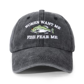 Acado Want Me Fish Fear Me Baseball Cap Embroidered Funny Hat