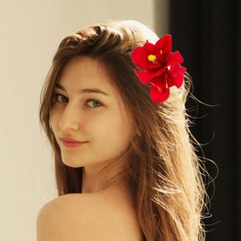 Beaupretty Hawaiian Flower Hair Clips 5pcs Plumeria Hibiscus Hair Clips Artificial Flowers Floral Hairpin Holiday Beach Luau Tropical Party Decoration for Women