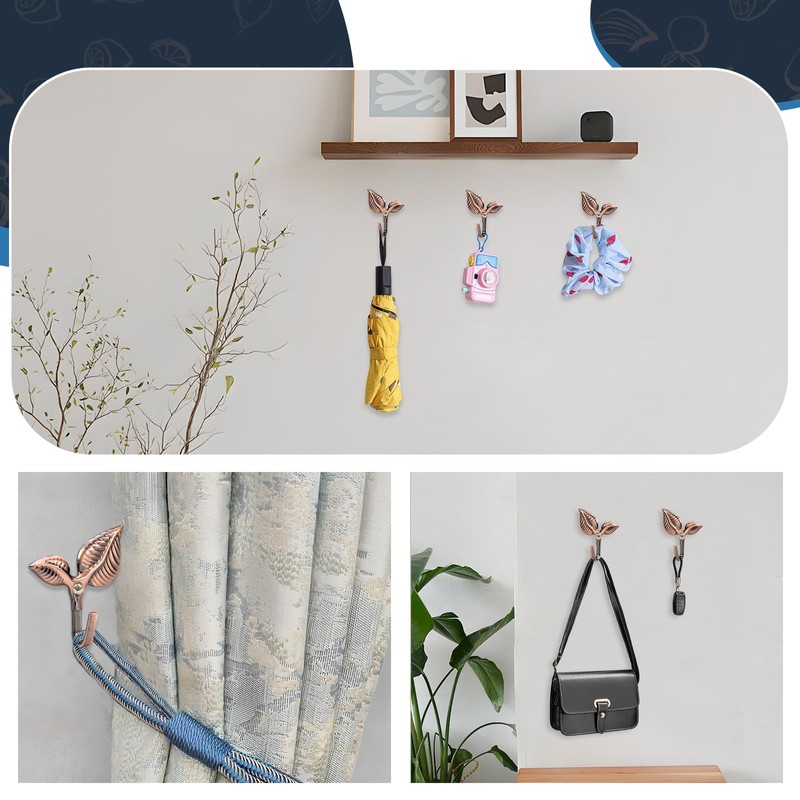 4 Pieces Metal Curtain Holdbacks Curtain Hooks for Curtains Wall