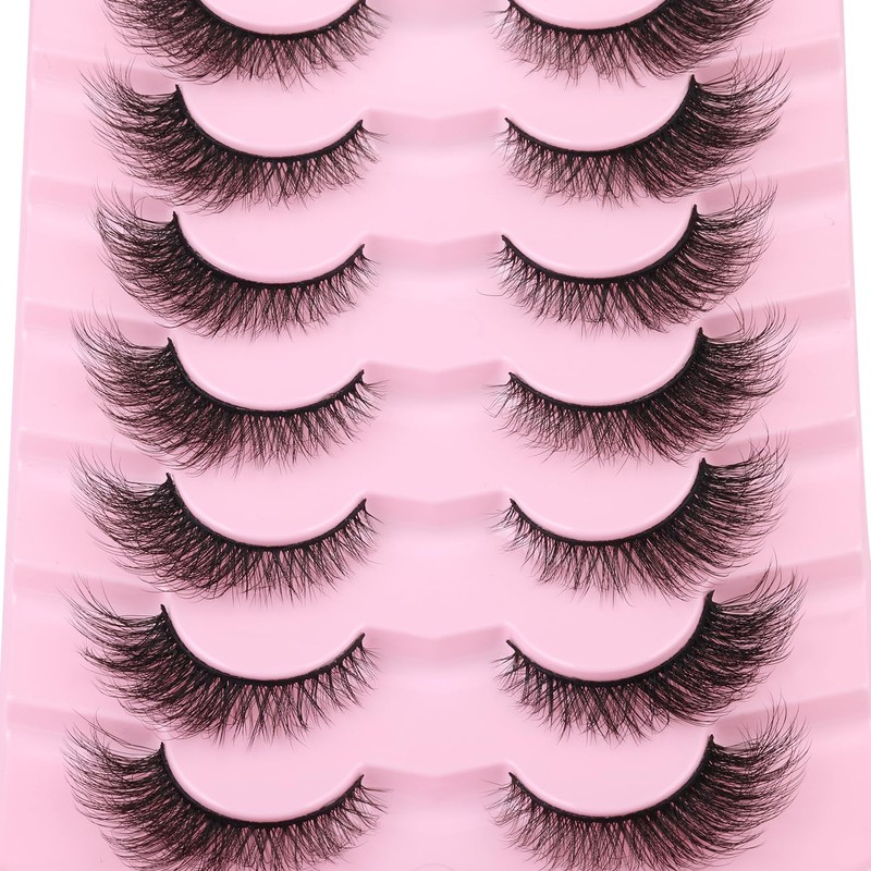 False Lashes Natural Look Fluffy Faux Mink Eyelashes Wispy Fox
