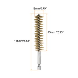 QUARKZMAN 5 Pieces Brass Drill Brush 19mm Diameter Cleaning Brush Twisted Bronze Wire for Pipes and Hoses with Handle and 1/4" Hex Shank for Pipes, Connections, Bearings