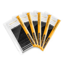 NAGARAKU NAGARAKU Eyelash Extensions Individual Lashes 0.05mm D curl 7-15mm Mix Tray Classic Matte Black Soft Natural Faux Mink 16 rows 5 Trays
