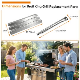 Nayuepu Grill Replacement Parts for Broil King Baron 590, 9235-24, 9235-27, Baron 440, 9221-64, 9221-67, Baron 420, 9221-54, Baron 490, Baron 320, 9211-54, Heat Plate & Burner for Broil King 9235-24