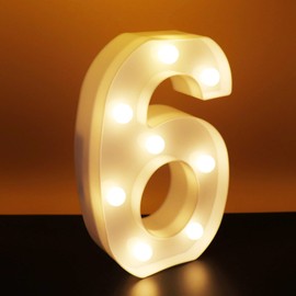 AUSAYE Larger Led Light Up Numbers, Decorative Number Lights Sign for Night Light Wedding Décor Birthday Party Christmas Home Bar Decoration Number 6