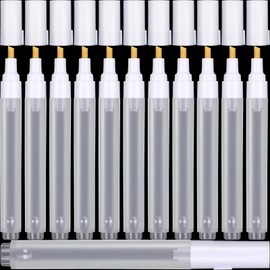 Dunzoom 50 Pcs Empty Refillable Marker 6 mm Refillable Acrylic Paint Markers Empty Painting Pen White Round Tilted Flat Head Blank Paint Marker with 3 ml Dropper for Oil Water Ink Craft (Tilted Flat)