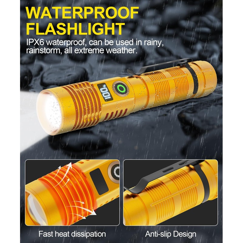 Rechargeable Flashlight High Lumens- Super Bright Magnetic Flash Light with