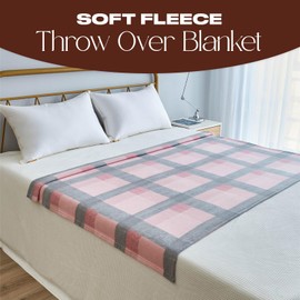 Dreamscene Blush Winter Check Fleece Blanket Super Soft Warm Cosy Sofa Bed Picnic Garden Throw Over, Plaid Tartan Pink Grey - 120 x 150cm