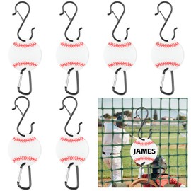 6 Pcs Baseball Bag Fence Hooks, Bag Clip for Fence, Metal Backpack Hook, Sports Fence Hook with Acrylic Board, Fence Hooks for Hanging Baseball Bags, Water Bottles and Hats