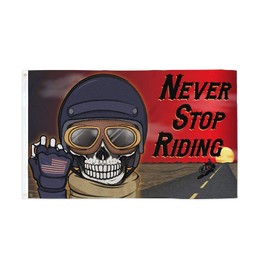 AZ FLAG Pirate Never Stop Riding Flag 3' x 5' - biker flags 90 x 150 cm - Banner 3x5 ft