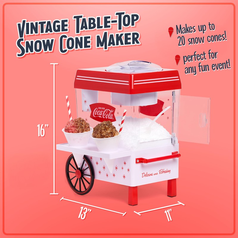 Nostalgia Coca-Cola Snow Cone Shaved Ice Machine - Coke Retro