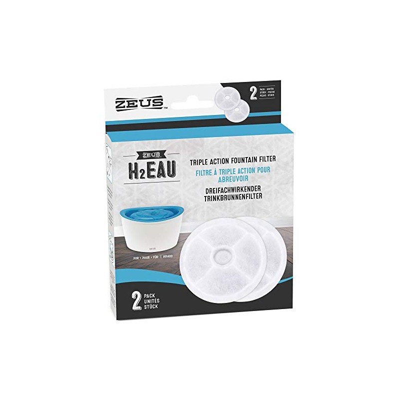 ZEUS H2EAU Replacement Water Fountain Filter, 2-Pack – Replacement Filter