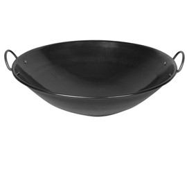 Thunder Group IRWC002 Wok, 21-1/2" Dia., Curved Rim, 2 Round Riveted Handles, Iron Construction