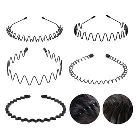 5 Pcs Metal Hair Band for Men Unisex Wavy Headbands Outdoor Sports Non Slip Headbands Hair Bands