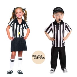 Thapower Children Referee Shirt Costume Kids Youth Black and White Stripe Boy Girls Toddler Ref Jersey,Zipper Collar