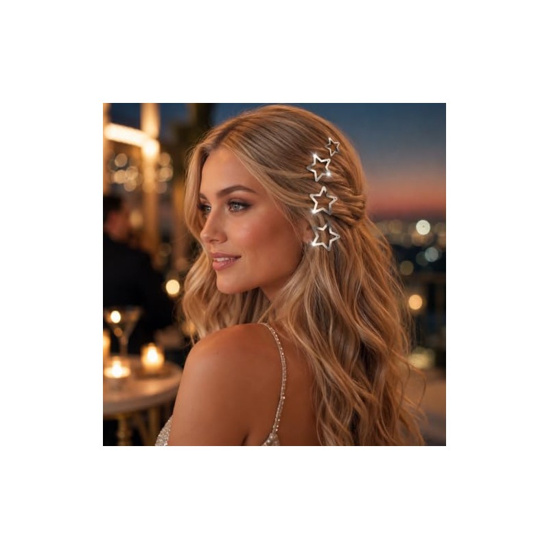 Ipetboom Clips De Pelo Estrella Plateados - 20 Piezas Broches